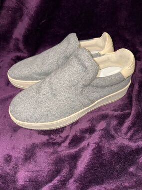 New Labucq Grey Felted Wool Low-top Sneakers Sz 37